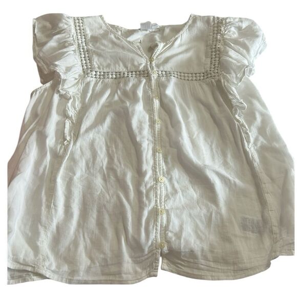 GAP White Ruffle Sleeve Blouse size large - Picture 3 of 8